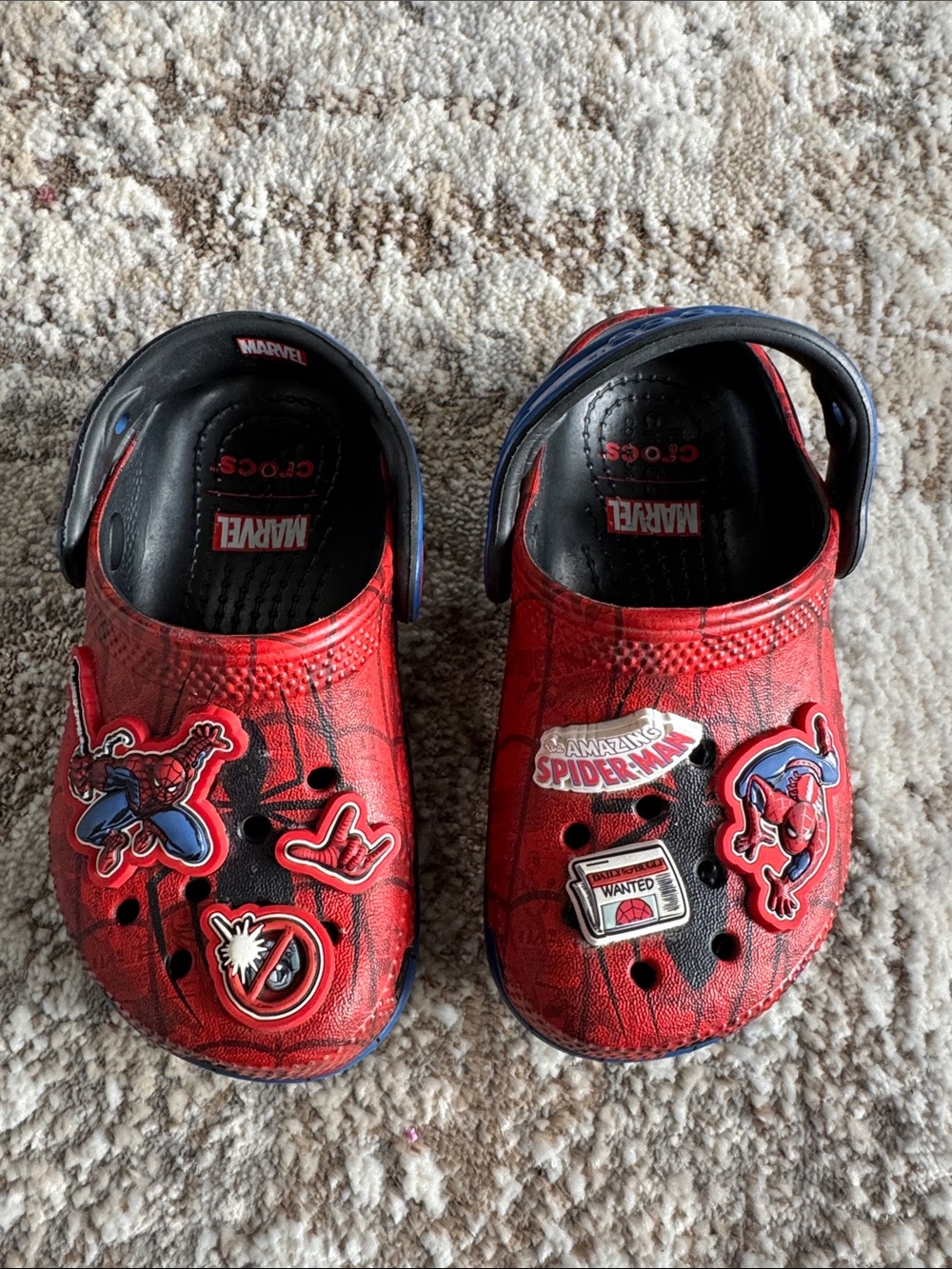 CROCS Kids Red Spider-Man Slip-On Clogs